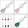 car dvr Keychains Lanyards Design Keychain Waterdrop Natural Crystal Quartz Stone Keyring Key Chains For Couple Friend Gifts Diy Jewelry D Dh9Yn