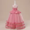 Robes de fille Fleur Filles Demoiselle D'honneur Robe Longue Tulle Élégant Enfants Princesse Robes De Fête Pageant Mariage Formel Venez Enfants Robes