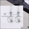 bil dvr charm moon cow charms s925 stämpel sier örhängen blå rosa vit zirkon örhänge smycken glänsande kristalltassar hoops piercing för kvinnor dhhlr