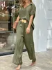 Womens Two Piece Pants Women Elegant 2PCS Summer Blouse And Wide Leg ZANZEA Fashion OL Matching Sets Casual Tracksuits Solid Long Pant Suits 230227