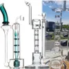 Dasiy glass water bongs hookahs smoking miniature pipes oil recycler dab rigs Rainbow beaker bong with 14mm