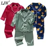 Pajamas LJW Pajamas pajamas مجموعة الأولاد الفتيات الجليد الحرير الساتان قمم السراويل مجموعة الأطفال بدلة الأطفال ملابس طفل صغير يرتدي الاطفال بيجاماس 230227