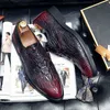 Dress Shoes Luxury men's oxford shoes crocodile classic style dress leather shoes burgundy lace up pointed toe formal shoes men's size 3848 R230227