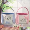 Other Festive Party Supplies Easter Bunny Tote Bucket Candy Eggs Bag Rabbit Basket Lovely Bow Festival Decoration For Child Gift D Dha2W