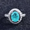 Wedding Rings Korean Style Minimalist Ring With Paraiba Tourmaline Stone Exquisite Oval Jewelry For Women Engagement Banquer Gifts