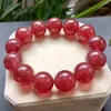 Strand Mucine Natural Red Strawberry Quartz Crystal Round Beads Women Bracciale 18mm