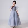 Robes de fille d'été filles robe pour la fête de mariage enfants princesse paillettes manches bouffantes longue maille robe enfants robes pour filles vêtements 4-14 ans W0224