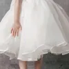 Girl's Dresses Summer White Ceremony Gown Bow Sleeveless Design Birthday Party Elegant Princess Christening Dress For Girl Easter Eid A1172