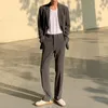 Abiti da uomo Blazer IEFB Abito di alta qualità Blazer monopetto autunno da uomo Pantaloni dritti Coreano Set allentato Top e pantaloni venduti separatamente 230227