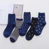 Herrensocken 3 Paare Männer Navy Socken Business Socken Streifen Anker Star Snow Männlicher Herbst Winter Crew Socken bequeme Baumwolle Freizeitsocken Z0227