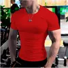 Camisetas masculinas de cor sólida com manga curta esportes de camisa rápida Treinamento