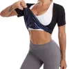 Damesjaberse vrouwen afslankelen body shaper zweet shorts mouw shirts ritssluiting duw omhoog tailletrainer korset verlies gewicht tops sauna shapewear