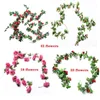 Decorative Flowers 1.6/2.3m Artificial Flower Rattan Fake Rose Plants Wreath Wall Decor Wedding Party Winding Vines