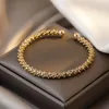 Armreif Klassisch Einfach Stapelbar Offen Für Frauen Koreanische Mode Gold Farbe Geometrische Armband Dame Mädchen Party SchmuckBangle