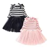 Robes de fille Enfants Toddler Infant Baby Girls Striped Patchwork Tulle Dress Princess Stripe 2 Years Birthday