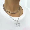 Hanger kettingen boho hollow pentagram ketting heren 2023 meerlagige metalen kralen kralen sleutelbeen meisjes mode sieraden