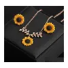 Bil DVR Pendant Neckor Bohemian Sunflower Leaf Pearl Necklace For Women Girls Lovely Harts Daisy Flower Boho Long Drop Handmade leverans DHXLM