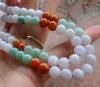 Łańcuchy 1pcs 3 kolorowy certyfikat naturalny Jade jadeite koraliki naszyjnik 20 cali