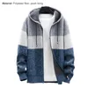 Men's Jackets 2023 Autumn Korean Hooded Sweaters With Thick And Velvet Cardigan Knitted Sweatercoats Patchwork Jacket Male M-3XL