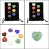 car dvr Stone 22Mm Heart Love Symbol Chakra Set Reiki Natural Crystal Stones Polishing Rock Quartz Yoga Energy Bead Healing Decoration Drop Dhzmv