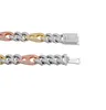Mode Tri Color 12mm Iced Out CZ Diamond Cuban Link Heavy Silver Chain Necklace