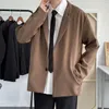 Men's Suits Blazers Casual Blazers Men Loose S-3XL Solid Color Single Breasted Retro Japan Style Artsy Office Notched Collar Interview Suits 230227