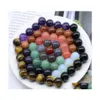 bil DVR Stone 16mm naturliga lösa pärlor Amethyst Rose Quartz Turquoise Opal Agate 7Chakra Diy Nonporous Round Ball Drop Delivery Jewelry Dhkko