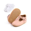 First Walkers KISKISSING Baby Girl Shoes Toddler Pink Casual Suela de goma suave Botón antideslizante Ajustable Up Leather First Walkers Baby 3-12 M 230227