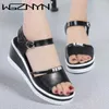 Sandalen Frauen Sandalen 2021 Sommer Fisch Mouthcasual Offene spitze Schuhe Strass Flache Flip Flop High Heels Strand Plattform frauen Sandalen Z0224