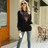 Womens Two Piece Pants Eaeovni Casual Hoodies Boho Mexican Embroidered Sweatshirts Bohemian Long Sleeve Fall with Pockets Pullover Hoodie 230227