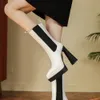 Stivali GCYFWJ 2023 Moda donna caviglia per donna punta a punta fascia elastica scarpe con tacco alto piattaforma da donna tacco spesso nero 230227