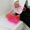 Evening Bags Fashion Vintage Ladies Jelly Solid Color Clear Underarm Bag Casual Women Hobos Handbags Purse Fashion Cell Phone Shoulder Bag 230225