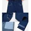 Kvinnors jeans medelålders mamma jeans höst lös hög midja svart stretch rak ben byxor ficka broderi casual denim byxor 230227