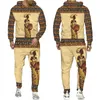 Survêtements pour hommes Drôle Africain Femme Imprimer HoodieSuit Dashiki Style Ethnique HommesFemmes Pull Sweat Ensemble Casual Couple Streetwear Survêtement 230227