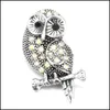 CAR DVR CLASPS HOODS RHINESTONE CHUNK OWL 18mm Snap Button Zircon Charms BK FÖR SNAPS DIY SMYCKE FUNKTIONER leverantörer gåva Drop Delivery Com Dhfui