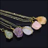 car dvr Pendant Necklaces Natural Stone Female Handmade Color Line Wrapped Original Necklace Amethyst Pink Quartz Fashion Simple Drop Delive Dhiog