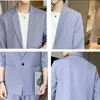 Men's Suits Latest Design Mariage Men Formal Business Suit Half Sleeve Coat Ankle Pants Summer Prom 2 Pieces Jacket