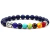 Strand Beaded Strands Buddhist Beads Colorful Yoga Energy Lava Volcanic Stone Bracelet Buddha Head 7 Chakra Healing Balance For Men Women