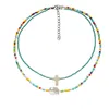 Choker Chokers Double Strand Pärled Halsband Boho Shell Turquoise Cross Layering för WomenChokers LLIS22