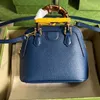 Diana kleine draagtas dubbel g leer glanzende antieke goudkleurige hardware bamboe handgrepen handtas luxe ontwerper dames schouder mini emmertas crossbody zwarte bakken