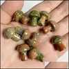 car dvr Stone Natural Unakite Epidote Flower Green Carved Quartz Crystal 2Cm Mushroom Healing Reiki Mineral Rock Statue Ornament Decor Gift Dhaon