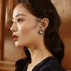 Backs Earrings Flower Shape Enamel Clip On Earings Fashion Jewelry For Ladies Luxury Woman Designer Trendy Accessories Bijoux Gift