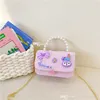 2023 Girls Butterfly Princess Handväskor Spring Summer Big Bow Lace Kids Pearl Portable Cross Body Bag Fashion Children One Shoulder Bags F1567