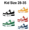 B22 New Kids Designer Sneaker Virgil Trainer أحذية عارضة العجل أبيض أخضر اللون الأزرق الأزرق تراكب منصة منخفضة أحذية رياضية الحجم 28-45