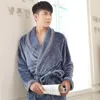 Men's Sleepwear Men Winter Thick Warm Flannel Bathrobe Mens Luxury Kimono Bath Robe Sexy Robes Male Thermal Dressing Gown Pajamas 2023