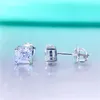 Серьги с шпилькой Asscher Cutcusting Moissanite S925 Серебряный серебряный Classic 0,6-2CT Carat Diamond Pass сертификат GRA