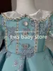 Abiti da ragazza Baby Spanish Lolita Princess Ball Gown Stampa unica Design del tessuto Festa di compleanno Battesimo Abiti di Pasqua Eid per ragazze A1484