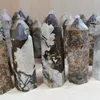 Estatuetas decorativas de qualidade de qualidade natural dargon listra ágata torre cristal único ponto terminado reiki cura mineral wand pedra gemed wand