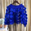 Women's T Shirts Small Girl Sexy PerspectiveTops Women Spring Puff Sleeves See Through Gauze Sweet Fashion Appliques Blouse