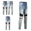 2024SS MENS MODE SKILT RACH SLIM RIPPAD JEAN Elastic Casual Motorcykel Biker Stretch Denim Trouser Classic Pants Jeans Storlek 28-40